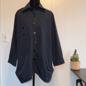 IC by Connie K Black Cotton Button Down Oversized Work Office Shirt S